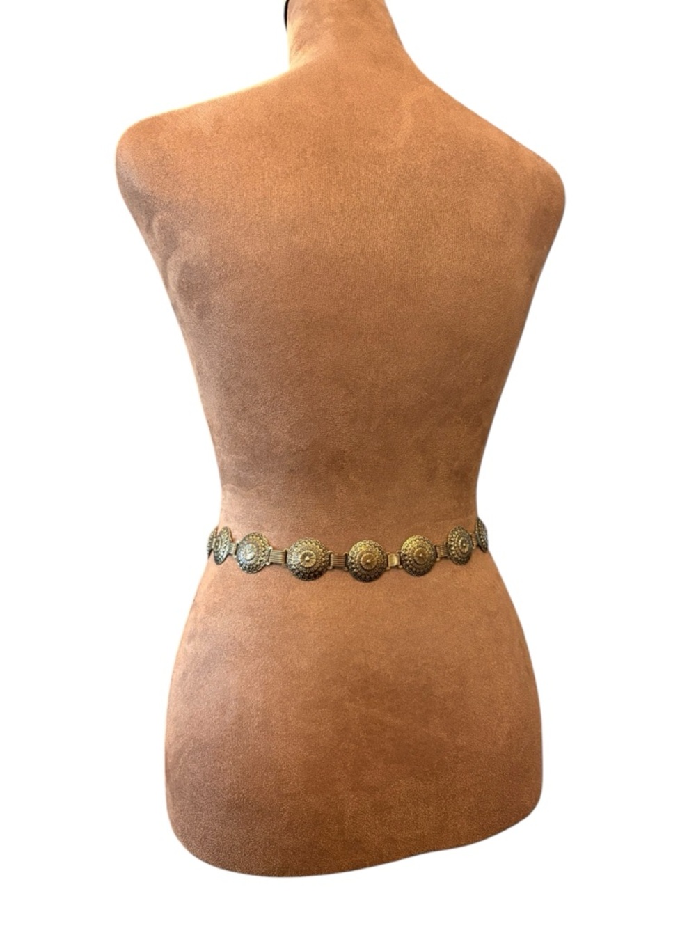 Medallion Antique Gold Tone Waist Belt 29” Boho Western Preppy Hip Belt - Picture 8 of 8